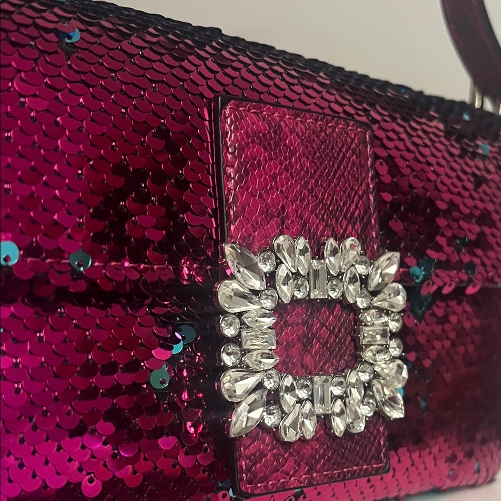 Wishbone Pink Sequin Baguette Shoulder Bag - Picture 2 of 7